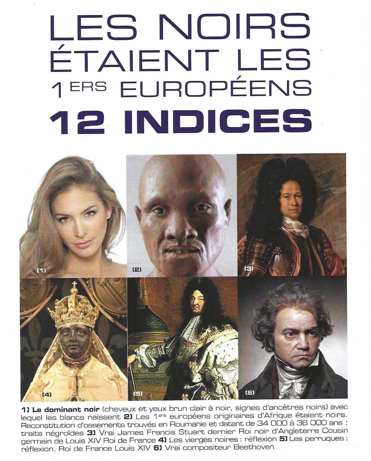 Les noirs étaient les 1ère européens : 12 Indices